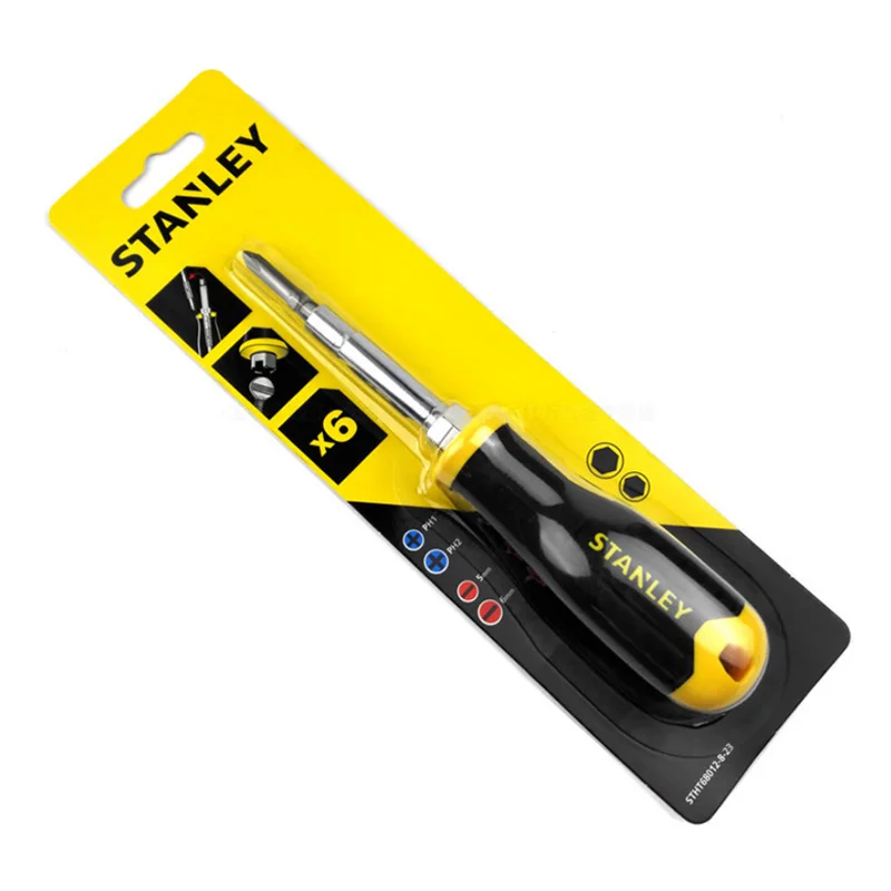 Stanley 1-piece 6 function multitool screwdriver kit with replacement magnet bits 6-in-1 precision scerwdriver hand tools