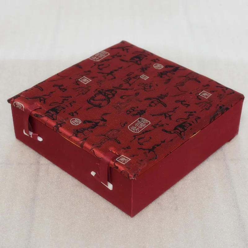 Cotton Filled Square Silk Brocade Jewelry Storage Box Wood Extra Large Gift Packaging Chinese Decorative Collection Case