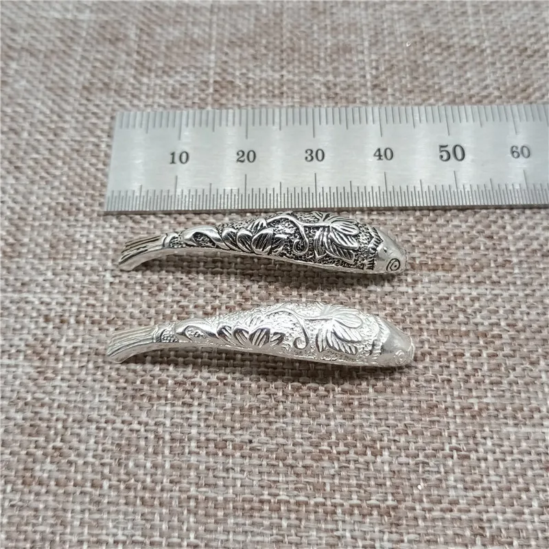 2 قطعة من 925 فضة منحنى الأسماك أنبوب الخرز ل سوار قلادة