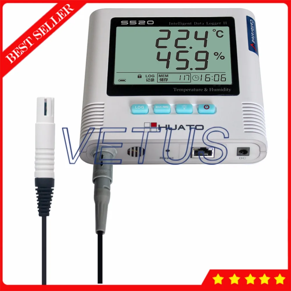 S520-EX-RJ45 Data Logger Temperature Humidity RJ45 interface Datalogger with Digital Thermometer Hygrometer 43,000 Recorder