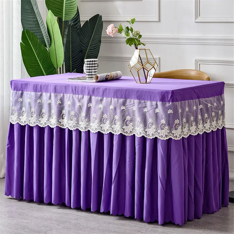 New Arrival Polyester Rectangle Hotel Table Skirt With Table Cover Table Cloth For Cocktail arty Meeting Conference Reception