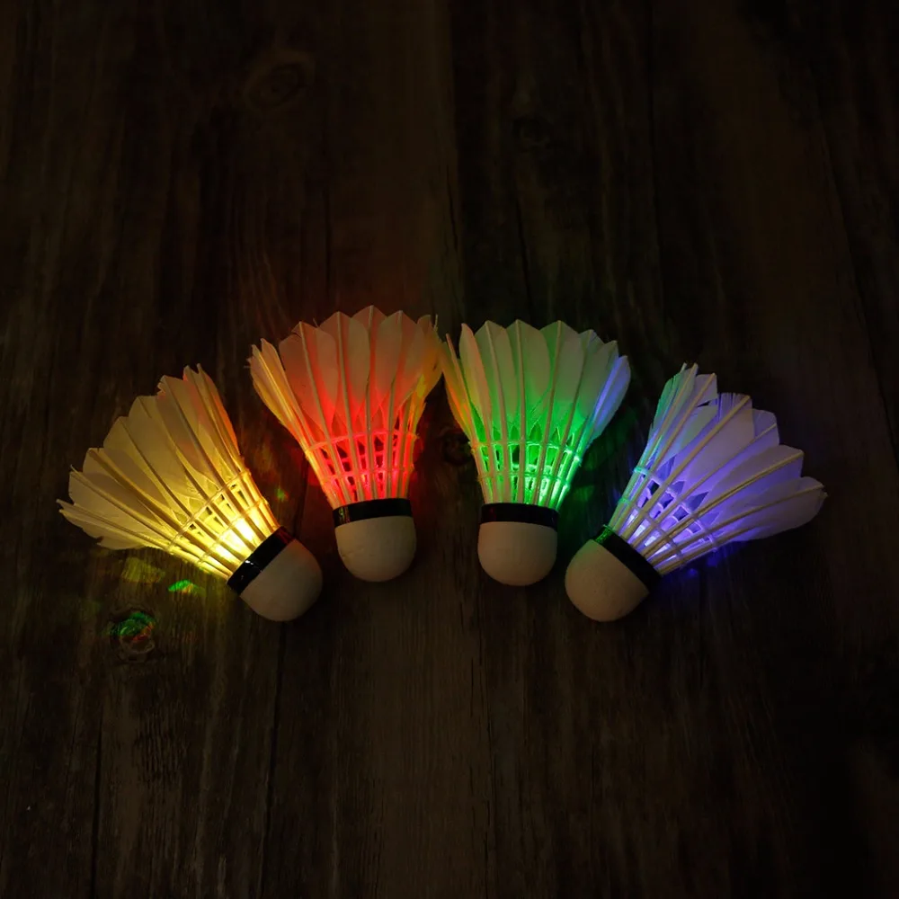 

4pcs/set Dark Night Colorful LED Badminton Shuttlecock Birdies Lighting Feather