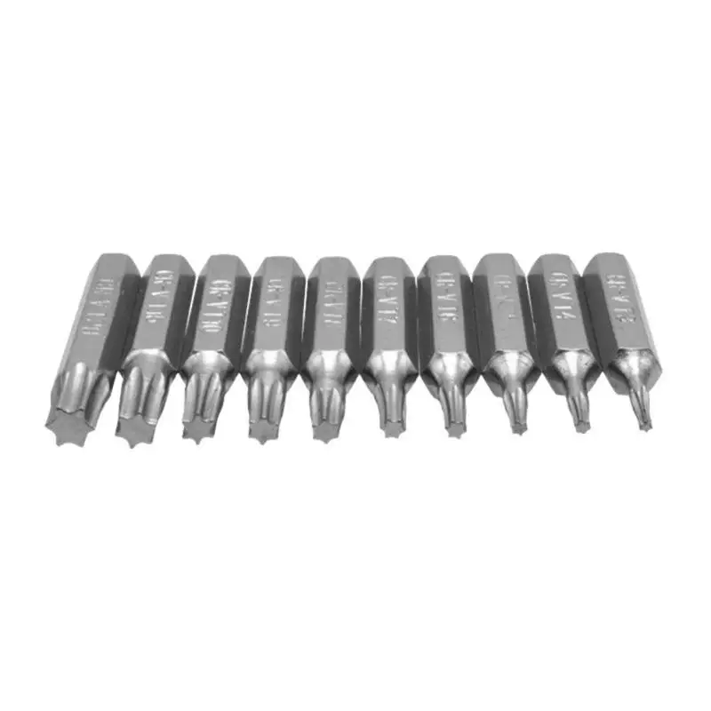 10pcs 4 millimetri CR-V Torx Bits Set T3 T4 T5 T6 T7 T8 T9 T10 T15 T20 Testa Batch mobile di Riparazione del Cacciavite Bit