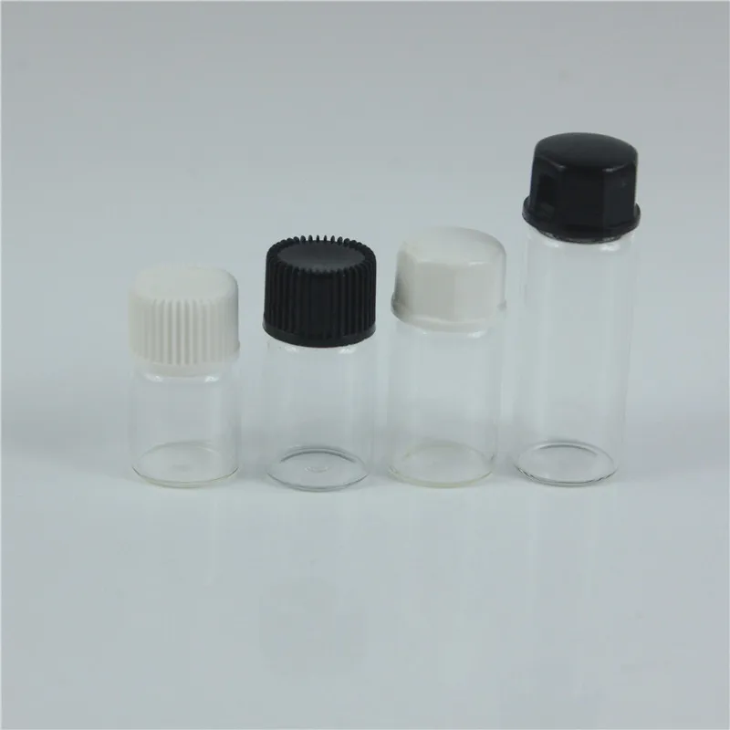 50pcs/lot 1ML 2ML 3ML 5ML Empty Sample Essential Oil Bottles Small Clear Glass Sample Vials with orifice reducer cap lids