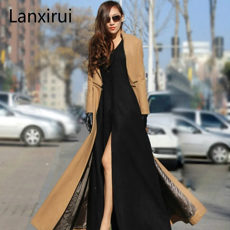 

S- 2XL New Fashion Female Over Coat Women Long Winter Overcoat Zipper Separable Jacket Manteau