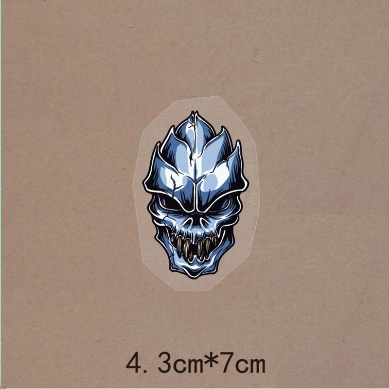 Hot Pyrography 4.3*7cm Heat Transfer West Coast Style Skull Iron On Patches For Clothes DIY badge Clothing Decoration Printing