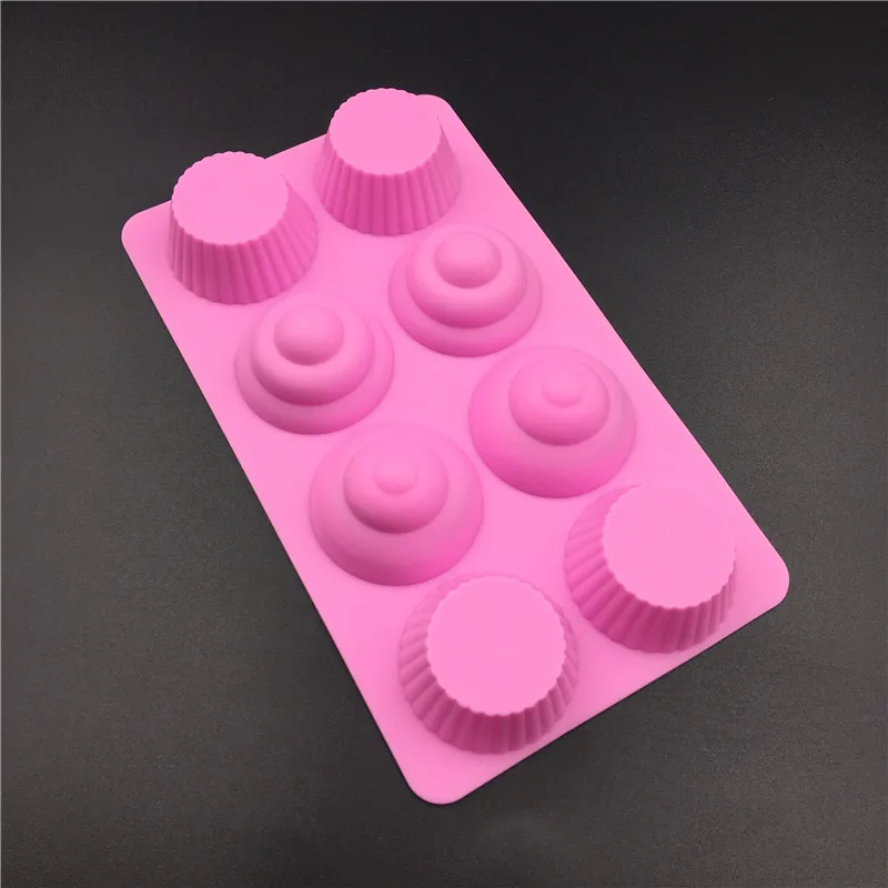 PEIPINGKE 8 hole Silicone Poo Shaped Ice Mold Cake Mould Handmade Soap Chocolate Mold Ice Cube Tray Spoof Poo heat resistant