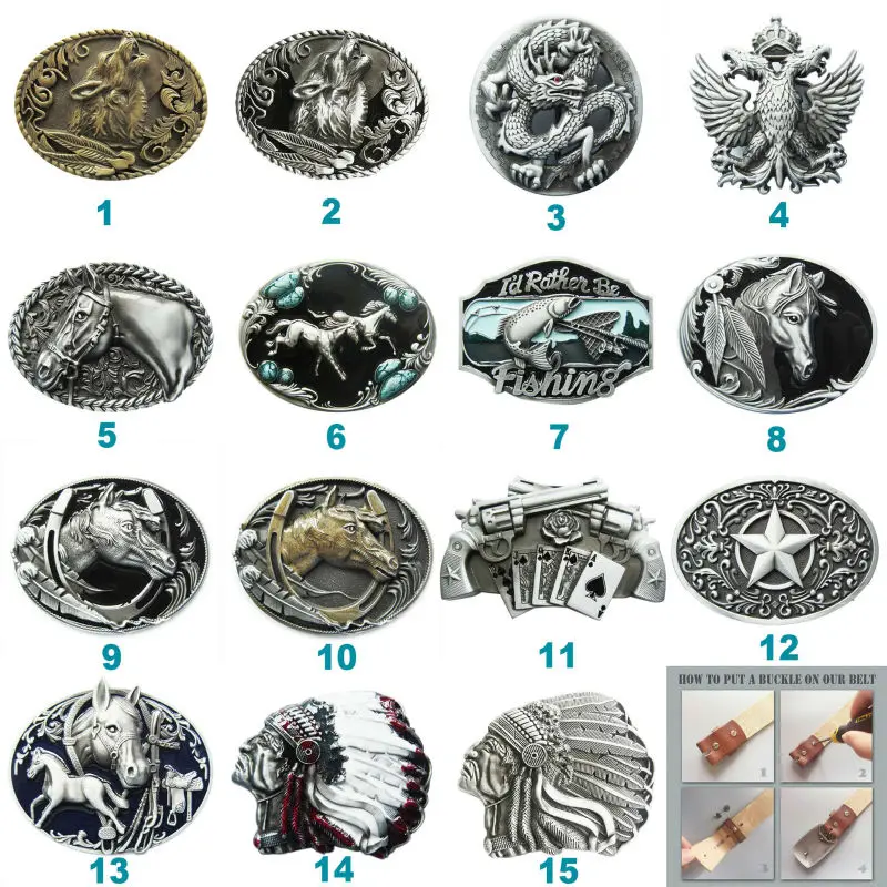 

New Vintage Wolf Horse Western Wildlife Belt Buckle Gurtelschnalle Boucle de ceinture Mix Styles Choice Ship from US and CN