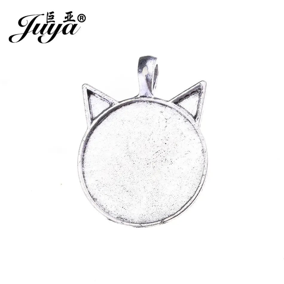 10 teile/los 25mm Cabochon Anhänger Basis Einstellungen Alte Silber Lünetten Charms Für DIY Schmuck Machen Halskette Schlüsselbund Zubehör – Detail 5