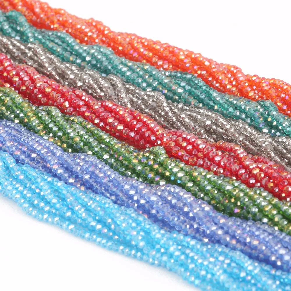 Nicebeads 120-180Pcs/Lot Multicolor 2mm 3mm 4mm Glass Faceted Roundle Beads Loose Crystal Needlework Beads for Jewelry Making