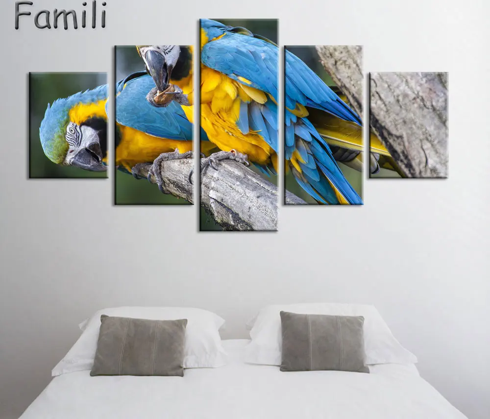 

5Pcs Unframed HD City Silhouette Colorful Bird Canvas Painting Poster Abstract Animal Spray Painting Bedroom Studio Wall Picture