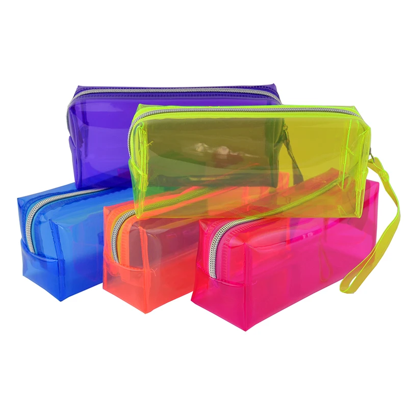 1Pcs Transparent Plastic Box School Lovely Pencil Case Pen Holder Bag Pouch Painting Brush Pens Storage Case New Gift Stationery