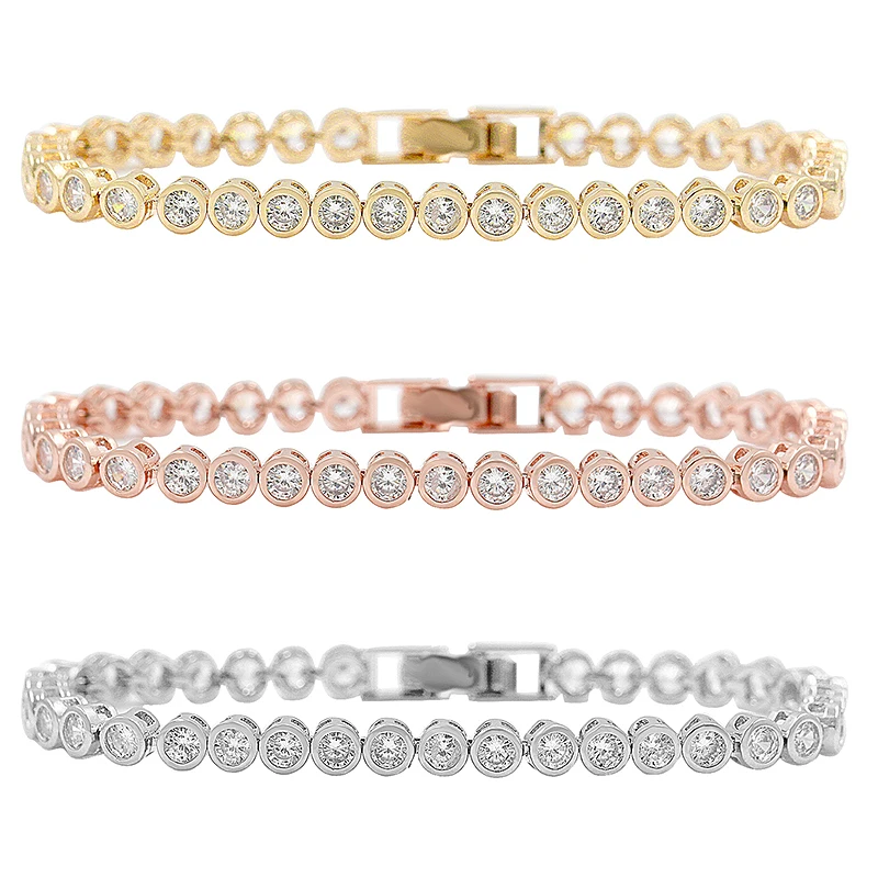 WEIMANJINGDIAN Brand Sparkly Round Cut Cubic Zirconia CZ Crystal Tennis Bracelets for Women Wedding