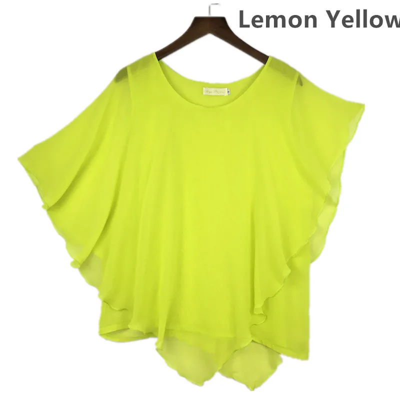 Womens Blouses Chiffon Clothing Summer Lady Blouses&shirts Ruffle batwing Sleeve chiffon shirts  tops blusa feminina verão 2024