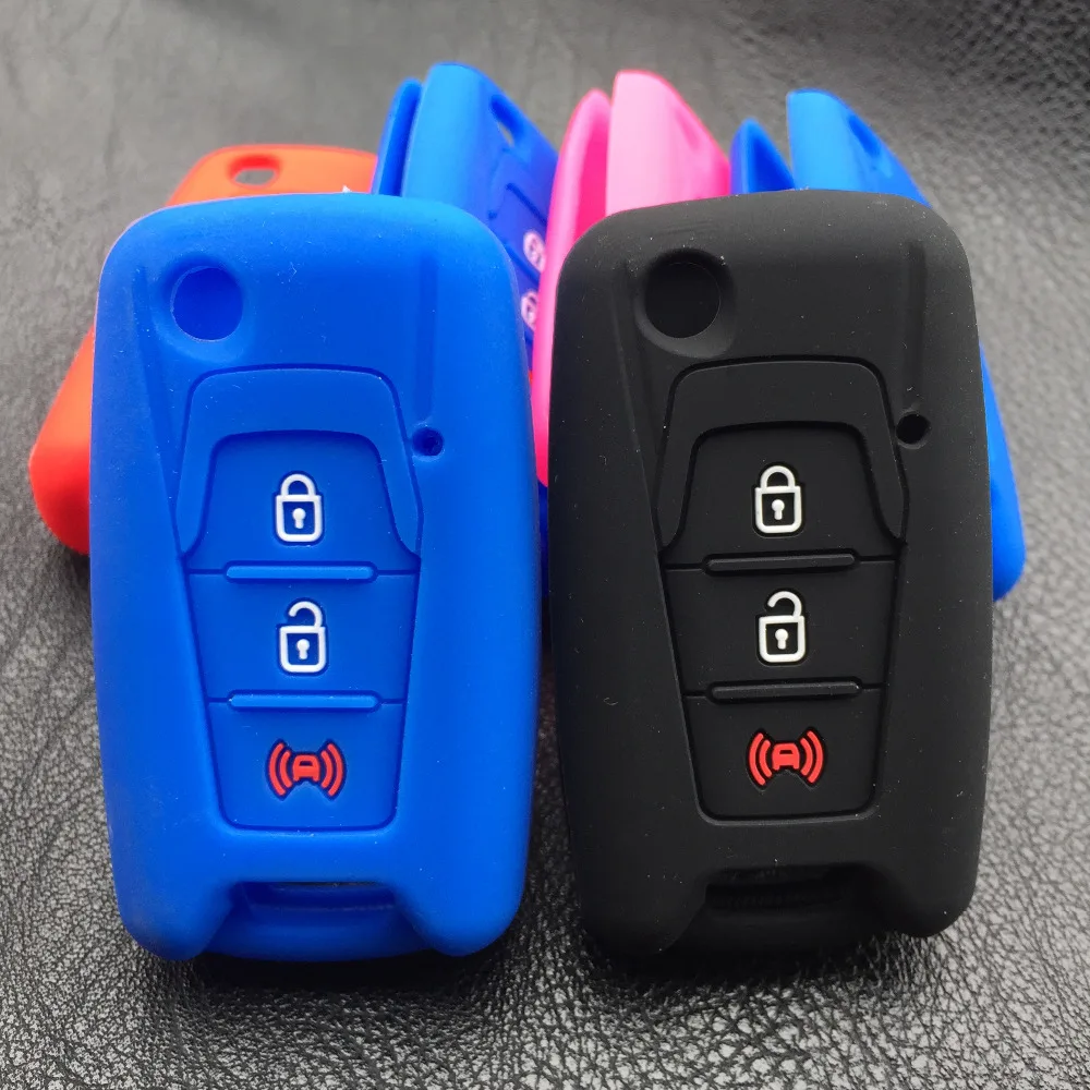 3 button silicone car key cover set holder case for SSANGYONG KORANDO floding key