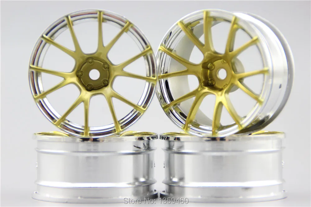 4pcs 1/10 Touring&Drift  Wheel Rim MPCG(Chrome+Painting Gold) 6mm offset  fits for 1:10 Touring&Drift Car 1/10 Rim 10593