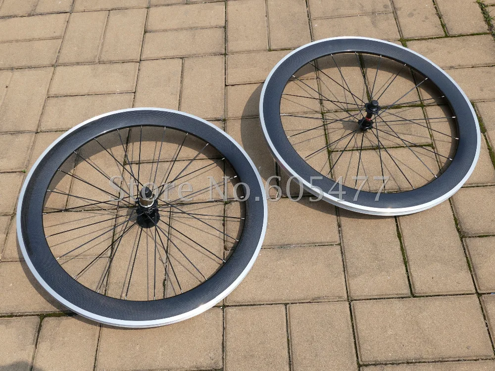 

A - Toray Carbon Glossy Matt Clincher Wheelset 60mm Road Bike Clincher Wheel Rims Alloy Brake Side Pair Width : 20.5mm / 23mm