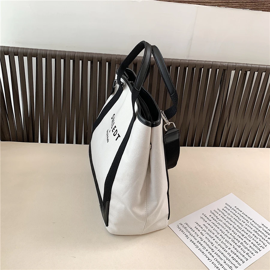 Yeni moda tuval kadın çanta büyük kapasiteli bayanlar omuz Crossbody ünlü tasarımcı rahat Tote postacı çantası
