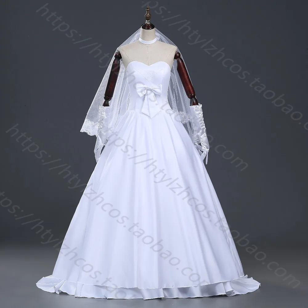 

2016 Fate Stay Night Or Fate Zero Saber White Wedding Dress Cosplay Costume