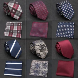 XGVOKH Nam Thắt Cravat Bản Bộ Thời Trang Cưới Quan Hệ Cho Nam Hanky Cà Vạt Chấm Sọc Gravata Dạ Nỉ Phối Xã Hội Đảng Phụ Kiện