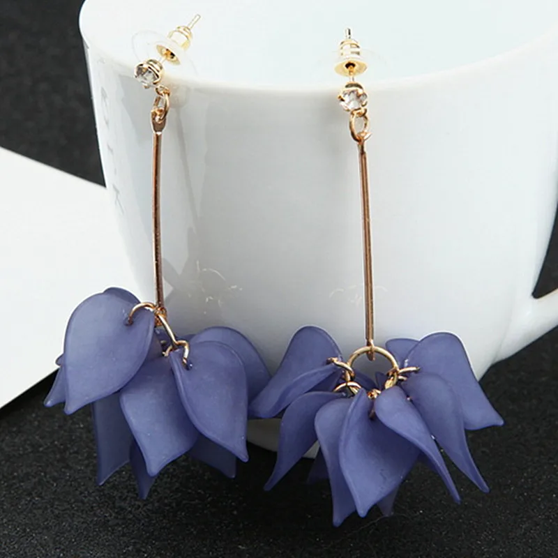 Big Blooming Flower Pendants Women\'s Earrings Plastic Korean Dangle Earrings boucle d\'oreille brincos Wholesale Ear Jewelry