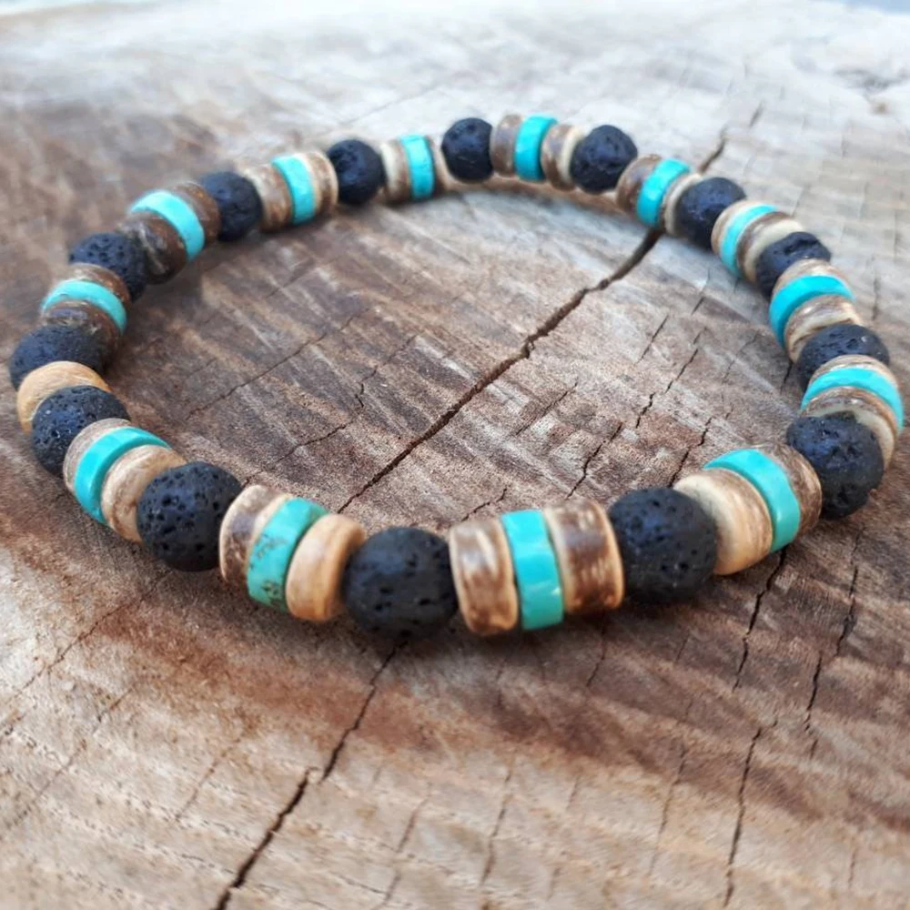 MG0376 New Arrival Design Coconut Shell Bracelet Fashion Women`s Lava Turquoise Bracelet Igniting Creativity Jewelry