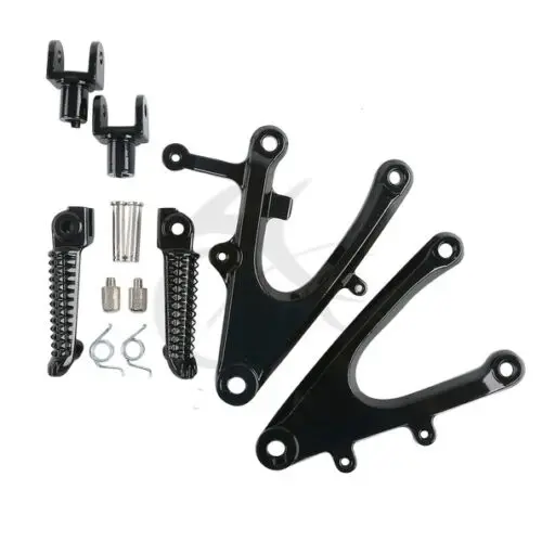 Front Rider Footrest Foot Pegs Bracket Set For YAMAHA YZF R1 2004-2006 2005 Silver/Black Motorcycle Accessories