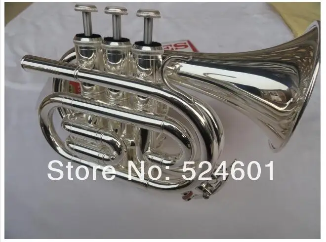 OVES Pocket Trumpet Bb Tone Surface Silver Plated Brass Music Instruments Brand Quality Trumpet With Case