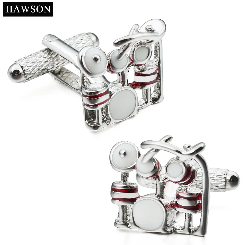 1 Pair Drum Shape Cufflinks for Men Interesting Enamel Jewelry Luxury Free Gift Box Super Quality