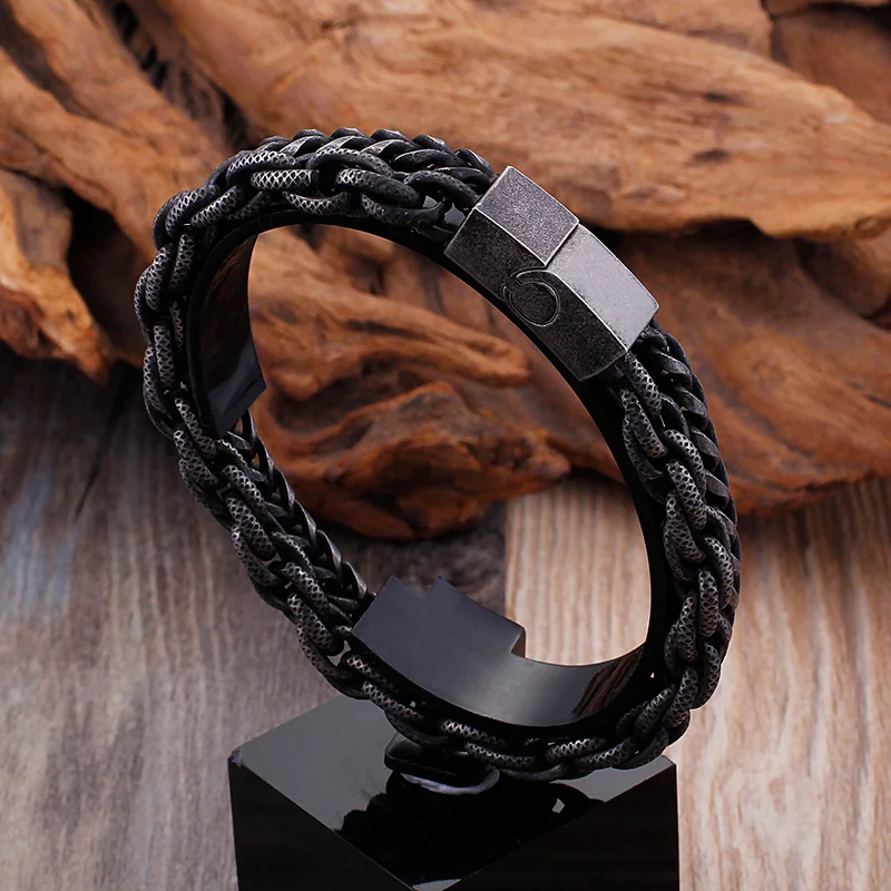 8.66 inch lenght Vintage Stainless Steel Biker figaro Link Chain Bracelet Bangle for Men Jewelry Nice Gifts