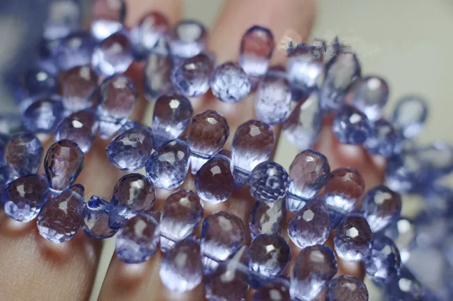 one PIECE loose beads blue Topaz drop faceted 7-8mm  for DIY jewelry making FPPJ wholesale beads nature gem stone