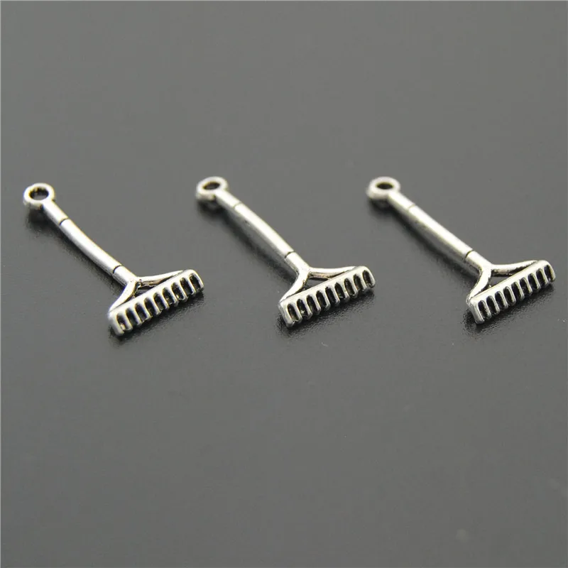 100pcs Silver Color Tool Tickle Rake Charms Pendant DIY Necklace Bracelet Bangle Findings A2206