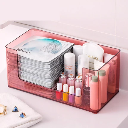 

Transparent Cosmetic Storage Box Plastic Simple Desktop Household Mask Finishing Box Skin Care Acrylic Shelf