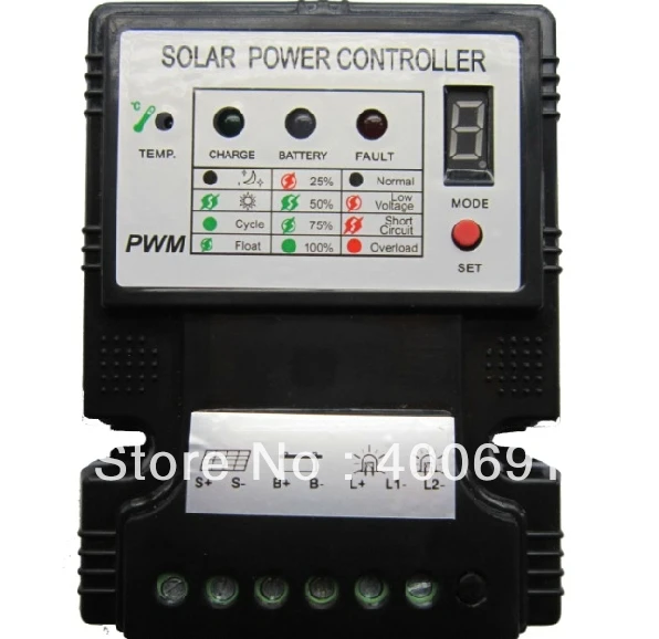 10A 12V/24V PWM Solar System Regulator with LED Display,Auto Identify Voltage,Temperature Compensate,Work for Home System& Light