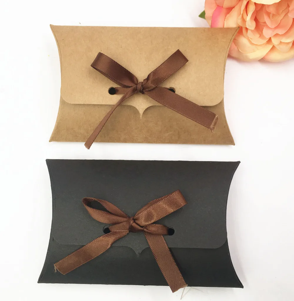 30 Teile/los natürliche Kraft Box, 10x8x2 cm DIY kraft Kissen papier box geschenk-box verpackung für süßigkeiten cookie