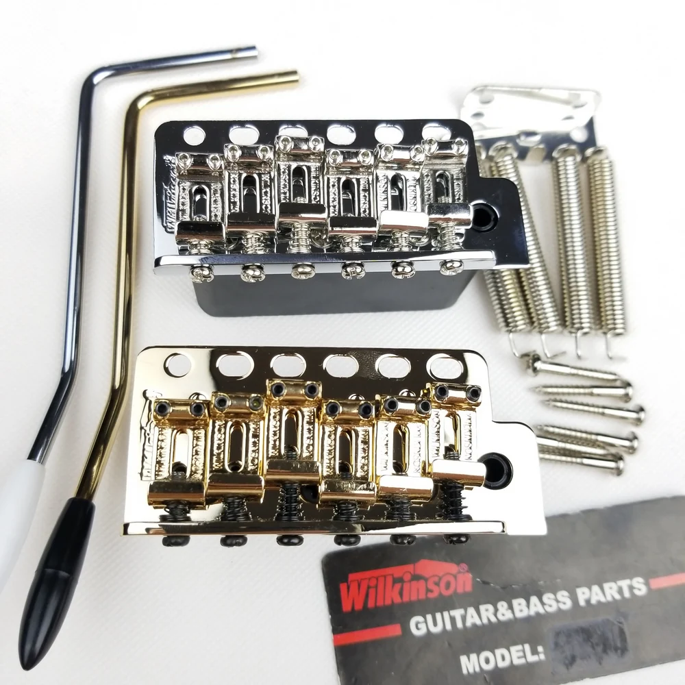 Wilkinson ST electric guitar Tremolo System Bridge + Bent Steel Saddles WV6 Chrome Silver Gold