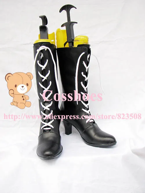 Custom made long black ciel shoes boots from black butler Kuroshitsuji Cosplay