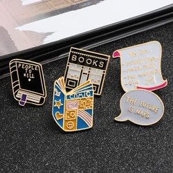 literature lovers present Cartoon cute book badge brooch for women men child gift lapel pins  book bag pin Denim jackets Needle