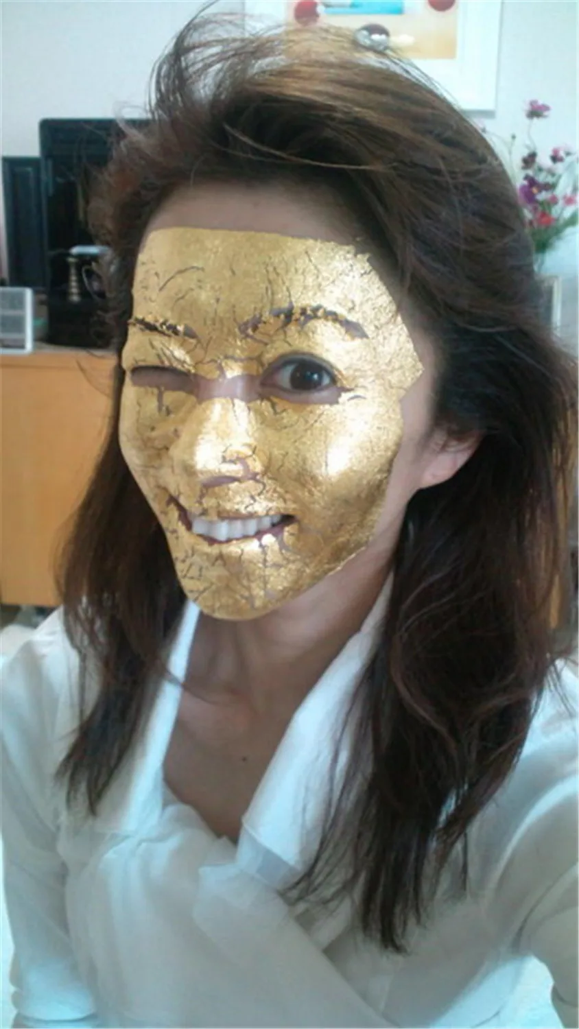 10pcs Gold Leaf 9.33*9.33cm Large Anti-Aging Pure 24K Gold Foil Mask Moisturizing Facial Sheets Ageless  Beauty SPA Equipment