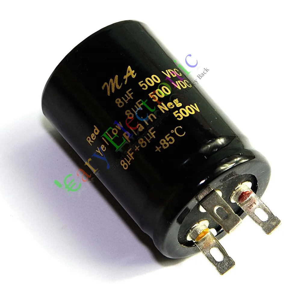 Wholesale and retail 20pc 500V 8uf + 8uf 85C New Can electrolyticCapacitor for tube amp DIY parts free shipping