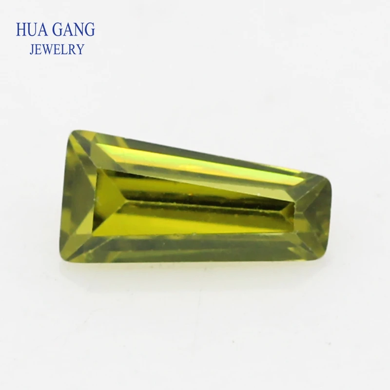 50PCS Peridot CZ Stone Ladder Shape Brilliant Cut Synthetic Gems Cubic Zirconia For Jewelry Size 2x1.25x1~8x4x2mm