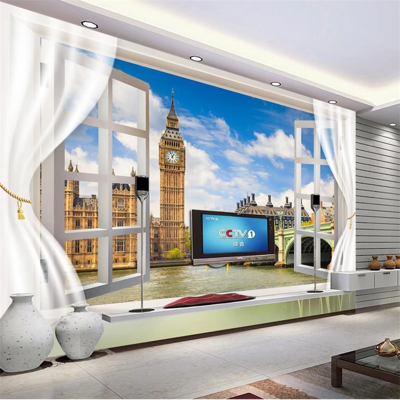 

beibehang Custom size wallpaper 3d stereoscopic europa building TV backdrop wallpaper living room bedroom murals papel de parede