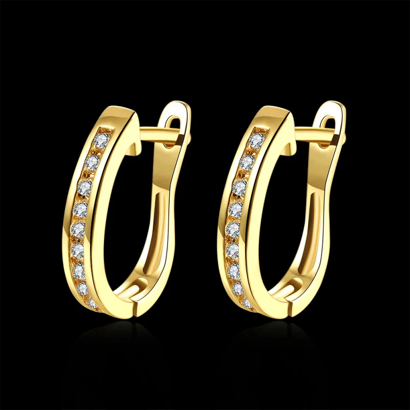 Garilina New Hot Sale Fashion Jewelry Gold Zircon Ear Clip Earrings White Cubic Zirconia Ear Clip Earrings for Women Girls