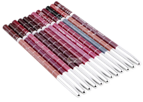 12Pcs Waterproof Lip Liner ดินสอไม้ Lipliner ปากกาสำหรับริมฝีปากที่แตกต่างกันสี Beauty เครื่องสำอางสตรีเครื่องมือ