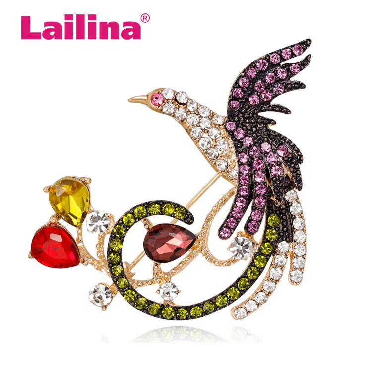 Rhinestone Phoenix Brooches for Women Bird Pins and Brooches Fashion Wedding Brooches