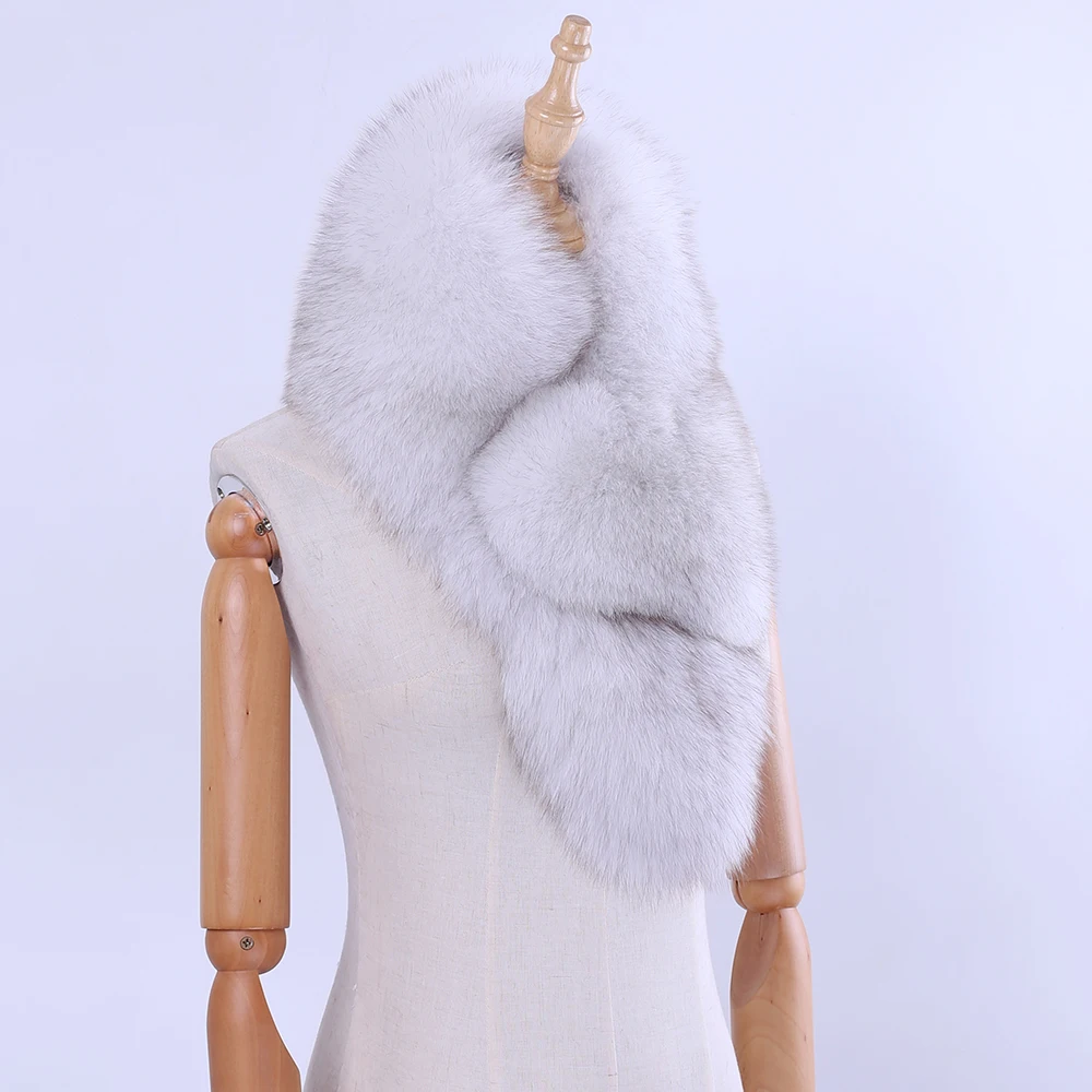 2023 New Fashion Genuine Fox Fur Women\'s Winter Natural Fur Scarf Scarves Neckerchief Real Fur Muffler Lady Wraps With Clips