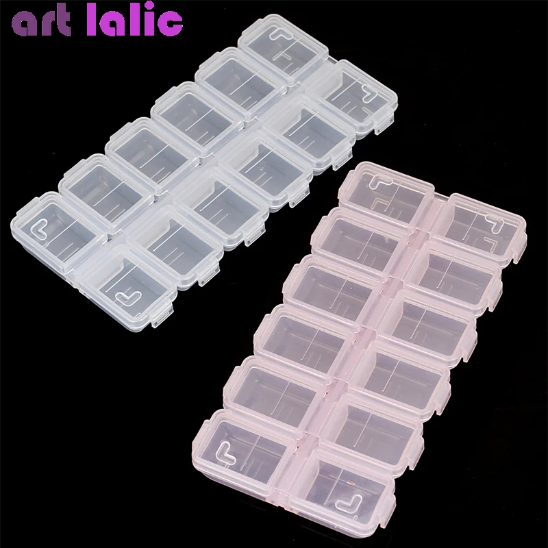 12 Compartments Plastic Rhinestone Organizer Container Case, Nail Art Tool Jewelry Storage Box, Beads Parts Containers