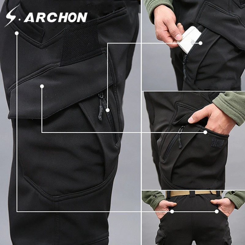 New IX9 Shark Skin Soft Shell Military Tactical Pants Men Waterproof Heat Reflection SWAT Work Cargo Army Pants Winter Casual