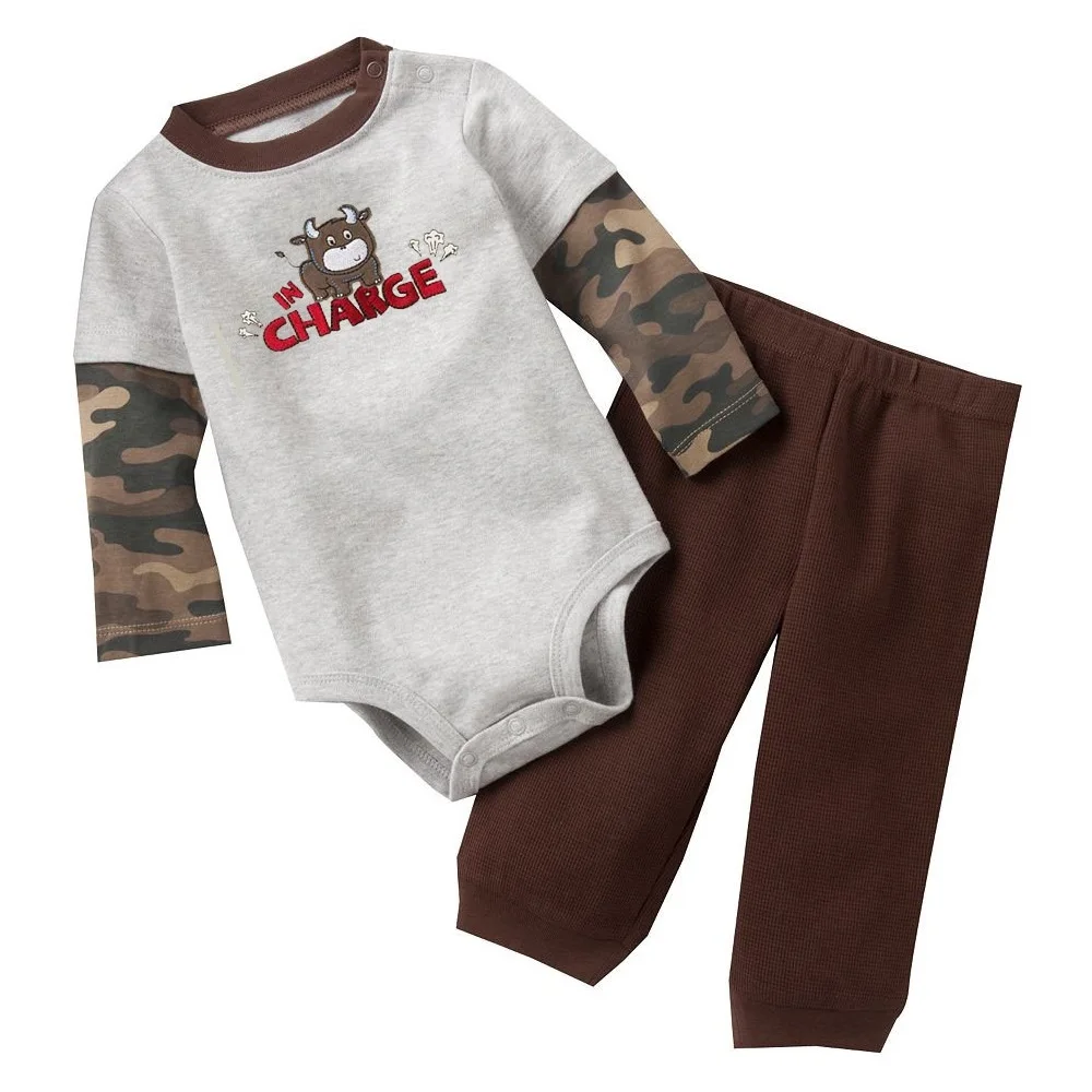 

2020 Spring Baby Bodysuit Pant Suit Camouflag Babies Boys Clothes Set Newborn Jumpsuit infant clothing Camo Trouser 100% Cotton