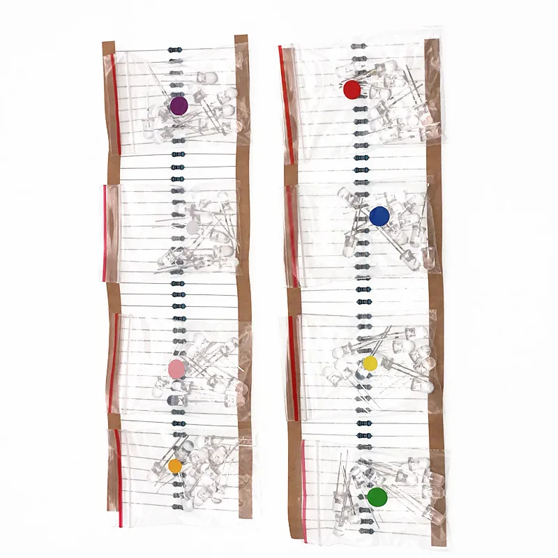 80pcs (8 색 x 10pcs) 5mm LED 다이오드 3V 5mm 모듬 된 키트 따뜻한 화이트 그린 레드 블루 UV 울트라 브라이트 DIY 발광 다이오드